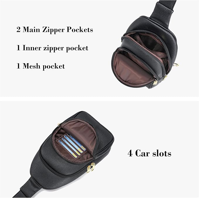INICAT Crossbody Sling Bags Fanny Packs Valentine's Day Gifts Vegan Leather Travel Vacation Essentials Purses Women