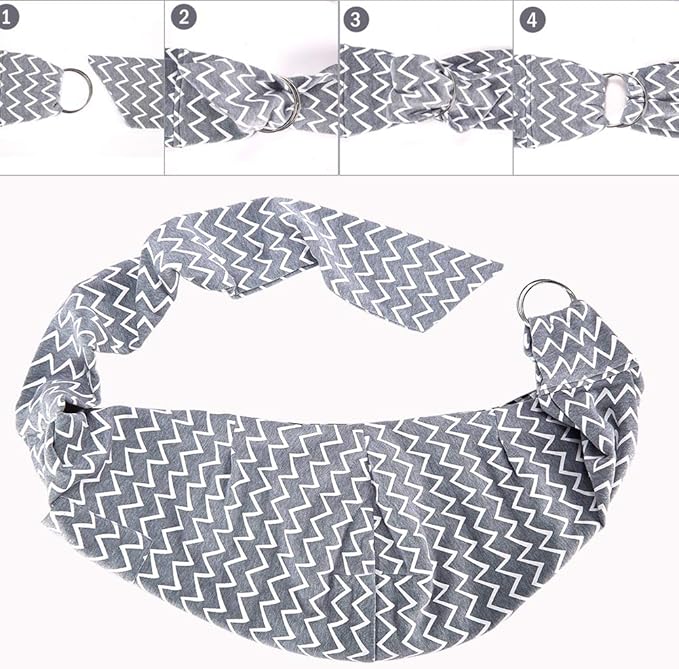 FDJASGY Small Pet Sling Carrier-Hands Free Reversible Pet Papoose Bag Tote Bag with a Pocket Safety Belt Dog Cat for Outdoor Travel (Gray Stripe)