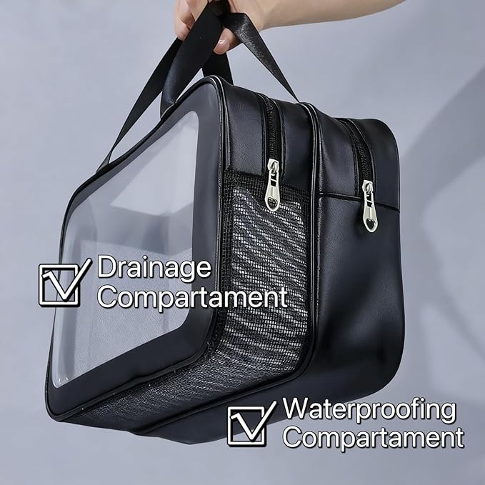 Travel Toiletry Bag for Women and Men, Matte Translucent Toiletry Waterproof Toiletry Bag, Makeup Cosmetic Organizer Bag for Travel Toiletries Accessories Black