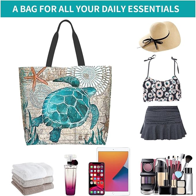 Large Tote Bag for Women Portable Beach Bag Reusable Grocery Bags Funny Gift Bag for Shopping Gym Travel