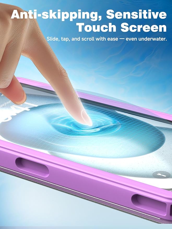 Waterproof Phone Pouch Case 7.5", 2025 Upgraded IPX8 Waterproof Phone Case for Snorkeling, Universal Fit for iPhone 16 Pro Max 15 14 13, Galaxy S25, Beach Vacation Essentials (Purple)