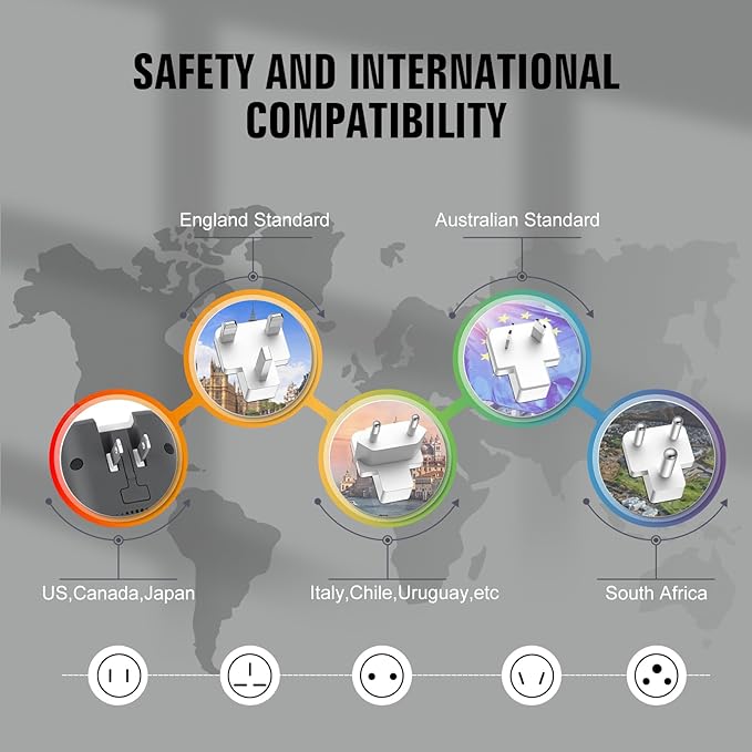 Voltage Converter Us to Europe, 220v to 110v Power Converter Combo, European Plug Converter 2300w Travel Adapter Worldwide, Step Down European, Travel Adapter Worldwide.