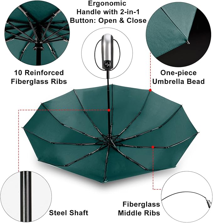 TradMall 3 Pack Travel Umbrella Windproof Portable 46/56 Inches Large Canopy Auto Open & Close
