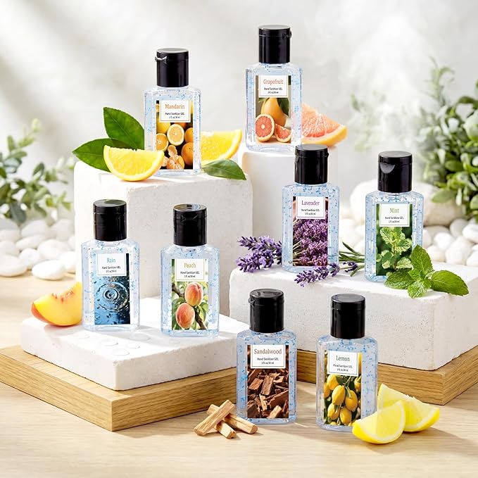 Frienda 24 Pcs Mini Hand Sanitizer Bulk with Scent 1 Fl oz Hand Sanitizer Travel Size Portable Moisturizing Clear Gel for Christmas Daily Use Friend Teacher Employee Appreciation Gifts