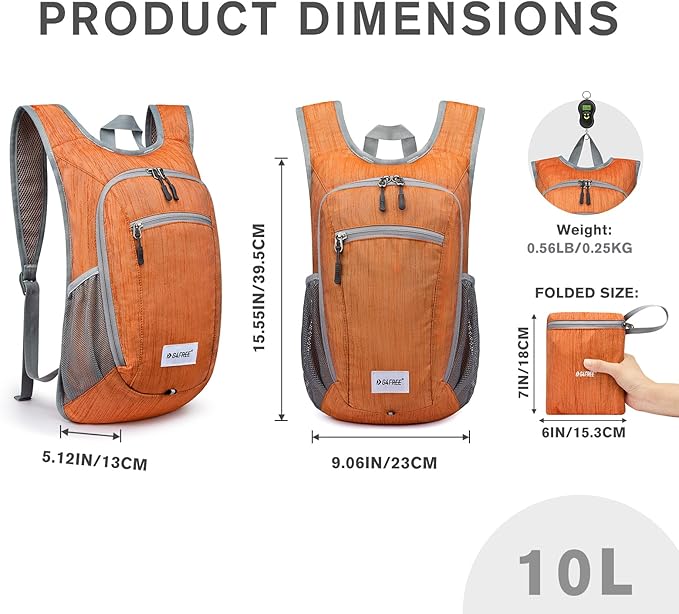 G4Free 10L/15L Hiking Backpack Lightweight Packable Hiking Daypack Small Travel Outdoor Foldable Shoulder Bag