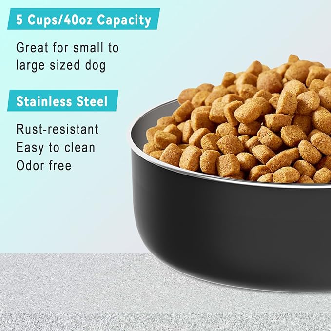 40 Oz Travel Dog Bowls with Lid 2in1 BPA-Free Collapsible Dog Water Bowl, Stainless Steel Dog Food Bowl, Portable Dog Bowls Leakproof - Dog Trip Camping Travel Essentials