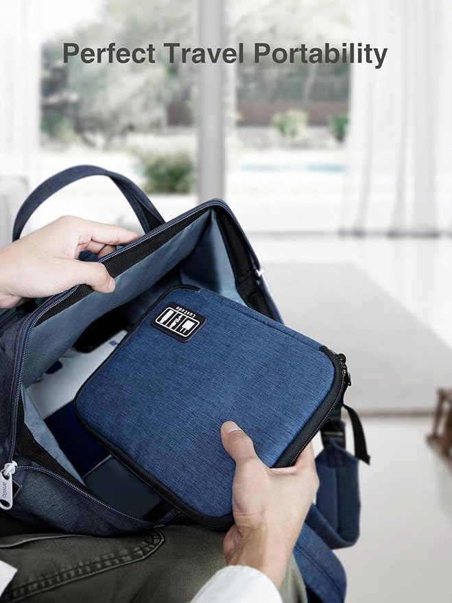 Luxtude Cord Organizer Bag, Travel Cable Organizer Bag, Electronic Organizer Travel Case for Chargers and Cords, Tech Bag & Charger Case, Flying Essentials for Electronics Items/USB, Dark Blue