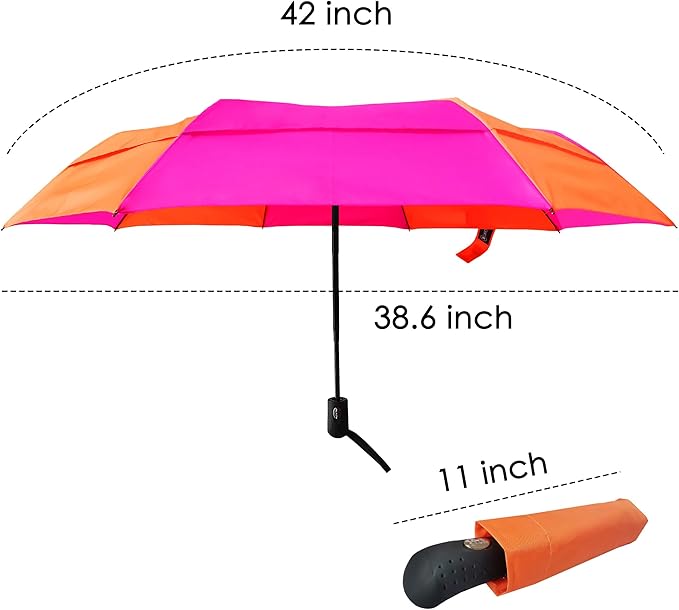WOLNOS Umbrella Windproof Travel for Rain - Easy Auto Open Close, Durable & Compact Umbrellas, Waterproof Canopy - Backpack, Purse, Portable Umbrella for Travel