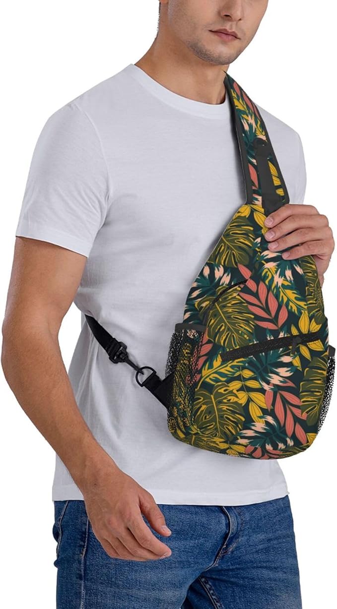 Hawaii Tropical Palm Sling Backpack Crossbody Bag Casual Chest Bags Travel Hiking Daypack Shoulder Bag for Women Men