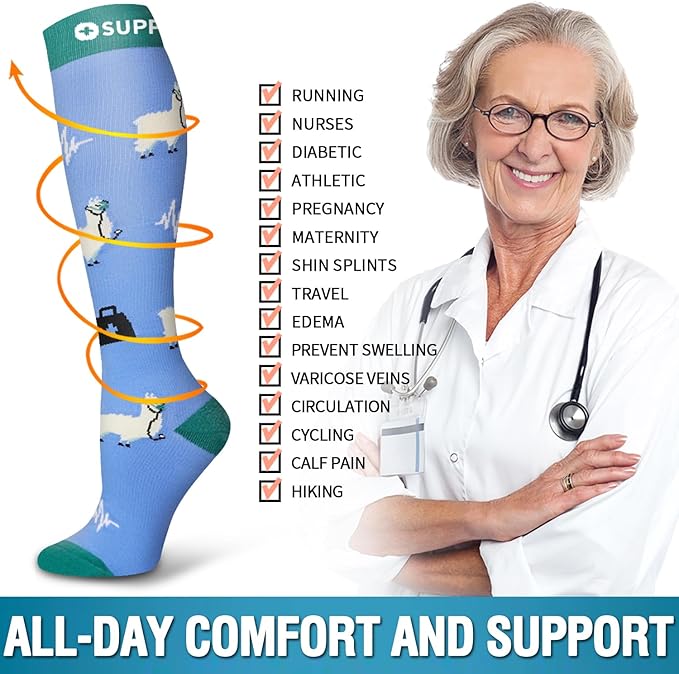 Bluemaple 6 Pack Copper Compression Socks for Women and Men Circulation-Best Support for Medical, Running,Nursing,Athletic