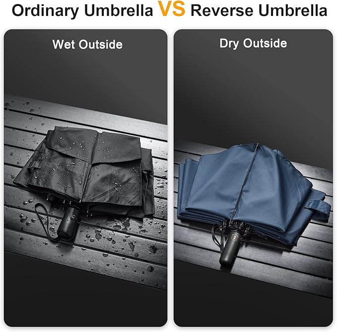 G4Free 42/46/54/62 Inch Large Golf Umbrella Compact Reverse Travel Umbrella 10 Ribs Windproof for Rain Double Canopy Automatic Open Close