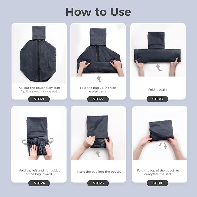 pack all 45L Foldable Duffel Bag, Water-Resistant Sports Gym Bag, Portable Weekender Bag Lightweight for Travel, Fitness and Camping (Navy Blue)