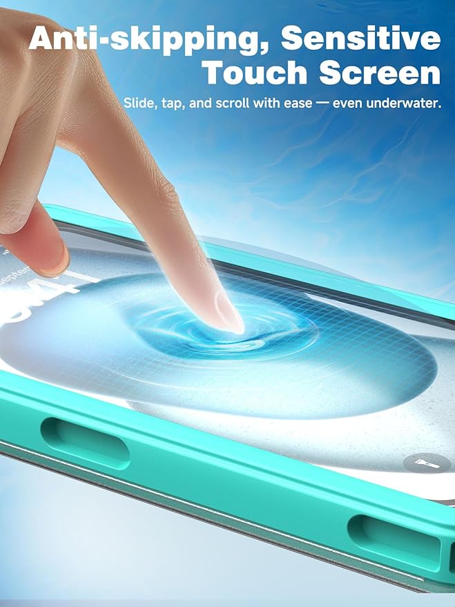 Waterproof Phone Pouch Case 7.5", 2025 Upgraded IPX8 Waterproof Phone Case for Snorkeling, Universal Fit for iPhone 16 Pro Max 15 14 13, Galaxy S25, Beach Vacation Essentials (Cyan)