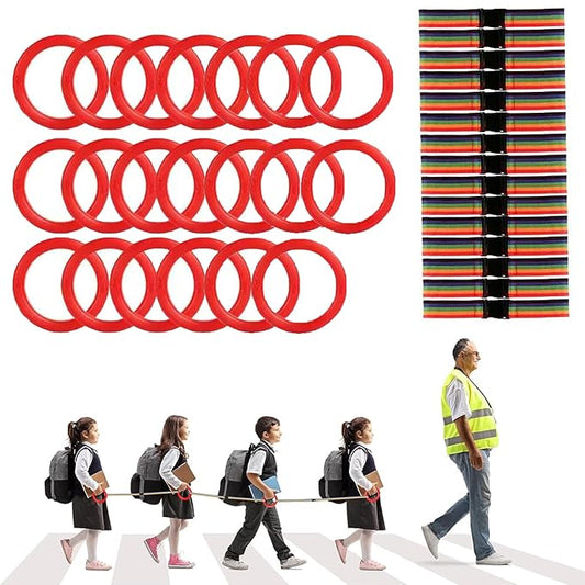 15/20 Sets Walking Rope for Preschool Colorful Toddler Leash for Walking in Line,Plastic Handles Detachable Transition Rope for School Kindergarten Outdoor Supplies Wrist Leashes (Red, 20 sets)