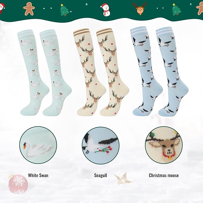 fenglaoda Compression Socks for Women Men 3 Pairs Graduated Compression Support Circulation Socks for Nurses