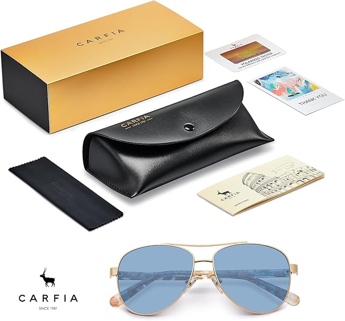 CARFIA Polarized Sunglasses for Women UV Protection Acetate Arms Metal Frame Woman's Shades CA3216
