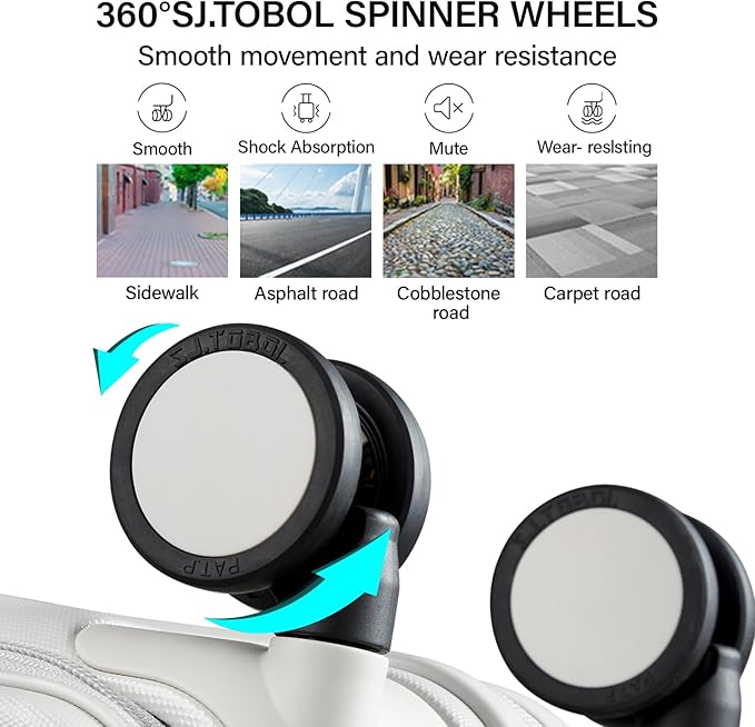 MILADA Expandable Checked Luggage 24 Inch Top Opening Travel Luggage Hard Shell Suitcases with Wheels TSA Approved Luggage Trunk Rolling Medium Checked Suitcase, White