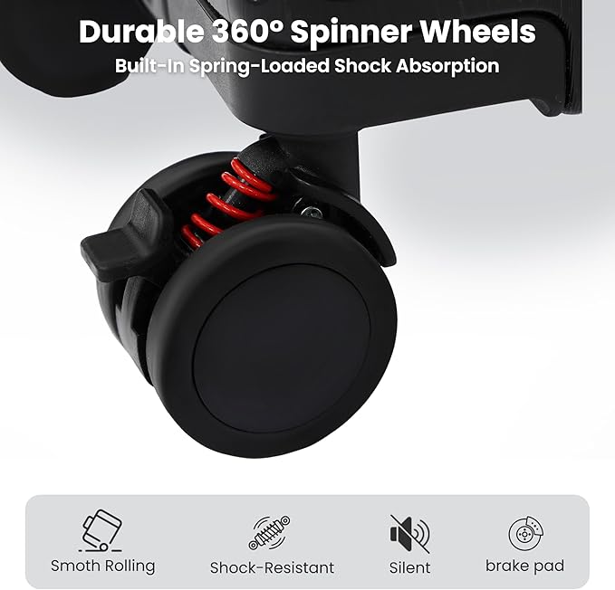 24 Inch Luggage With Spinner Wheels, Aluminum Frame Zipperless Suitcase, PC Lightweight Hard Shell with TSA Lock, Checked Medium Suitcase 24-Inch (Black)