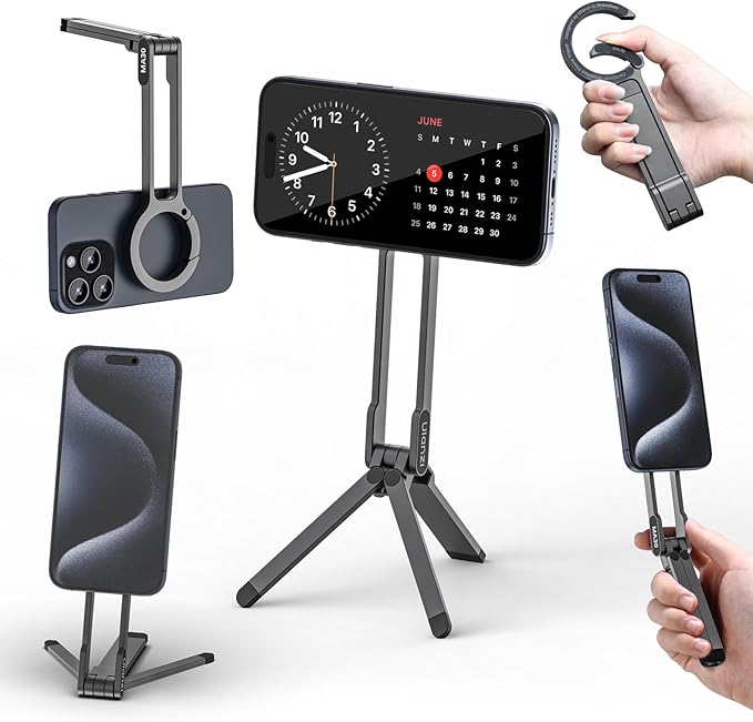 ULANZI MA30 Magnetic Phone Tripod Stand for iPhone-Aluminium Maglock Smartphone Mini Tripod Pocket Cell Phone Stand Strong Magnet Quick Mount Compatible with iPhone 17 16 15 14 13 12 Series, Dark Gray
