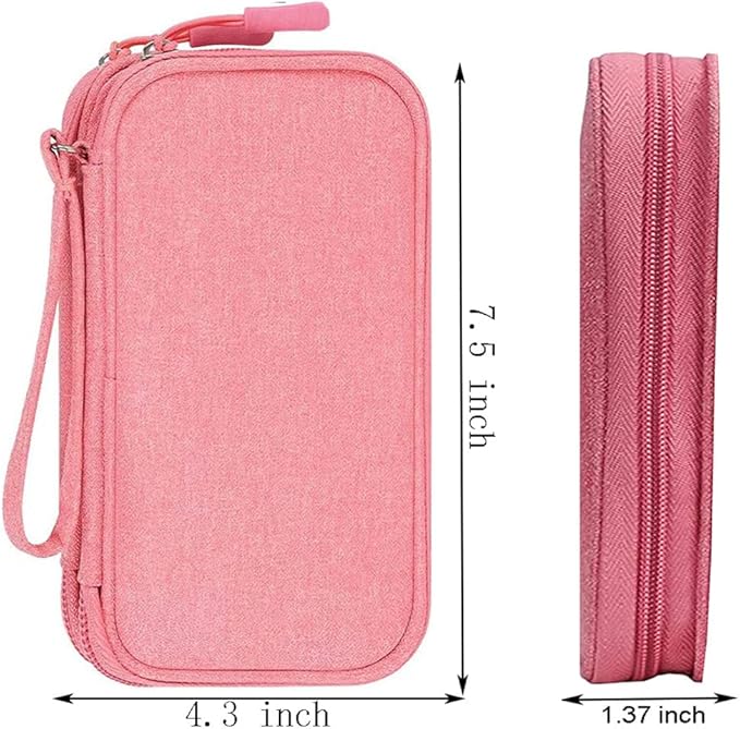 Electronics Accessories Organizer Pouch Bag, Universal Travel Digital Accessories Storage Bag for Portable Charger, Cables, Earphone, iPhone, Cord, Customize Inside with Dividers, Pink