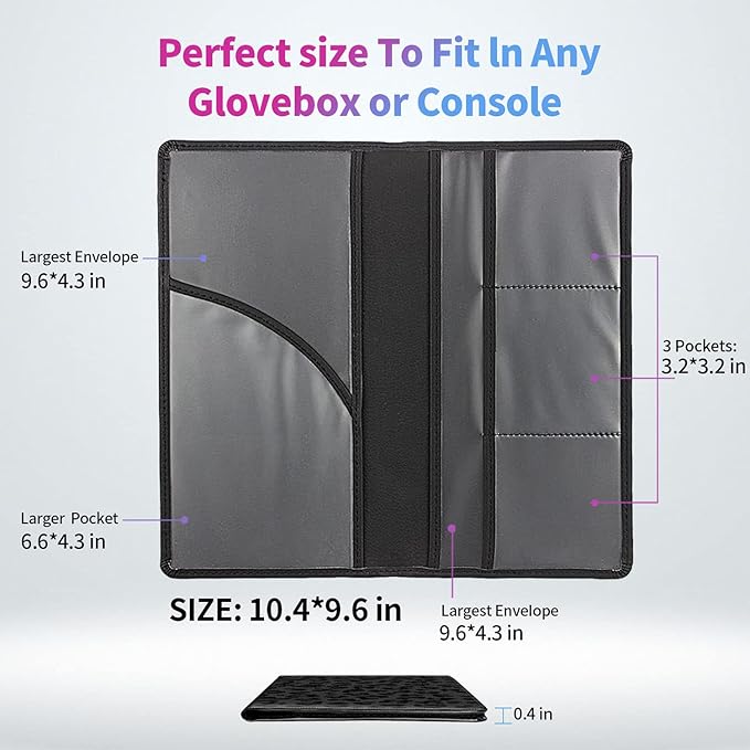 Car Registration and Insurance Holder,Leather Insurance License and Registration Card Holder for Car Glove Box, Auto Truck Document Holder Organizer for Men Women- Black leopard print