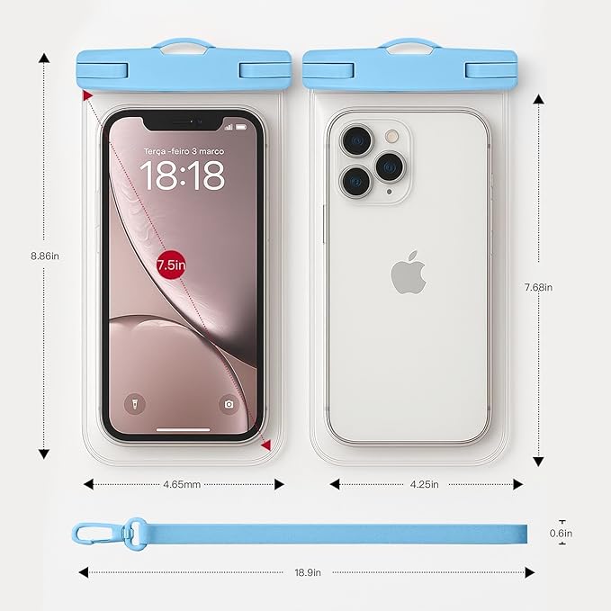 1/2 Pack Waterproof Phone Pouch Compatible with iPhone 17 16 15 Pro Max & Galaxy S24+/S23 7in Waterproof Phone Case, IPX8 Beach Travel Must Haves, Beach Essentials, Pink and Blue, 2 Pack