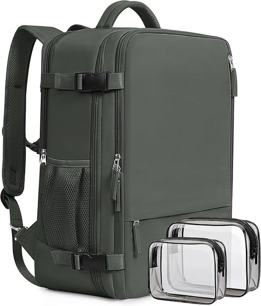 Beraliy Travel Backpack for Men Women, Carry On Backpack, 16 Inch Laptop Backpack, Waterproof Hiking Backpack, Casual Outdoor Daypack College Bag, Olive-green