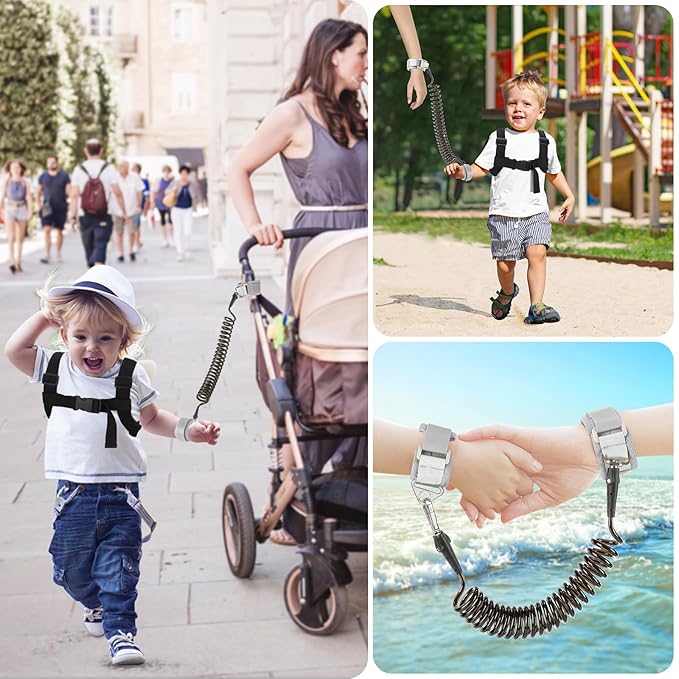 Accmor Toddler Harness Leash + Anti Lost Wrist Link, Cute Bee Kids Harness Backpack with Leash, Child Harness Leash Safety Wristband Strap Belt Protector Christmas Gift for Baby Boys Girls to Outdoor