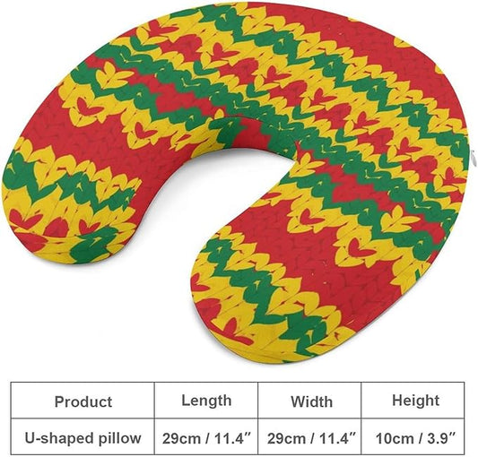 Office Nap Pillow U-Shaped Memory Foam Neck Support, Rastafarian Stripes U-Shape, Portable Travel Car Home Rest