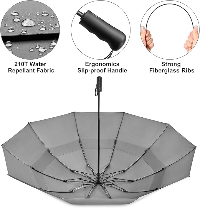 G4Free 42/46/54/62 Inch Large Golf Umbrella Compact Reverse Travel Umbrella 10 Ribs Windproof for Rain Double Canopy Automatic Open Close