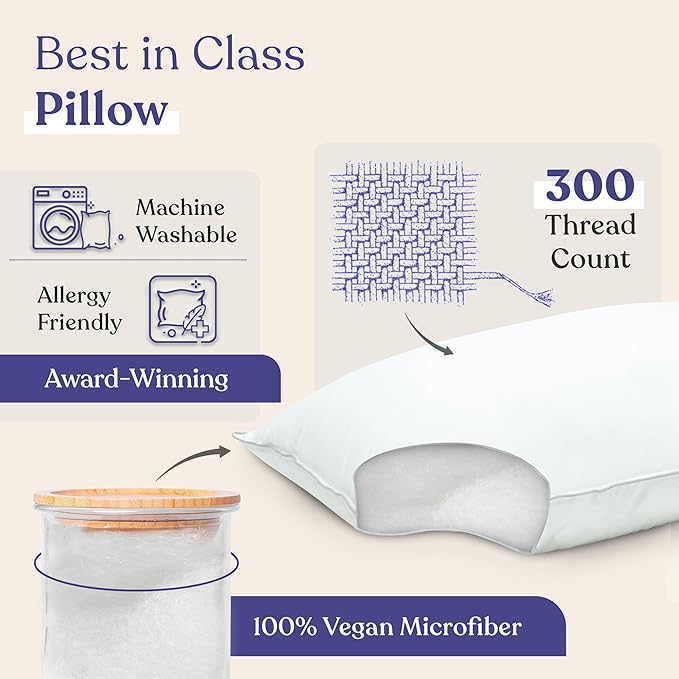FluffCo Zen Fluff™ Down King Pillow with 600 Fill Power White Duck Down Stomach Sleeper Pillows - Luxury Hotel Quality 300 Thread Count - 100% Cotton Feather Pillows (Soft King Size 1 Pack)
