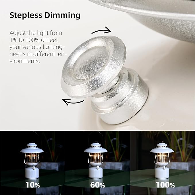 Metal Retro Classic LED Camping Lantern, 6500mAh Rechargeable Battery Last 17-500 Hours Camping Lamp, Large Dimmable Hanging Lantern, Vintage Camping Light with Hook for Courtyard Outdoor Decoration