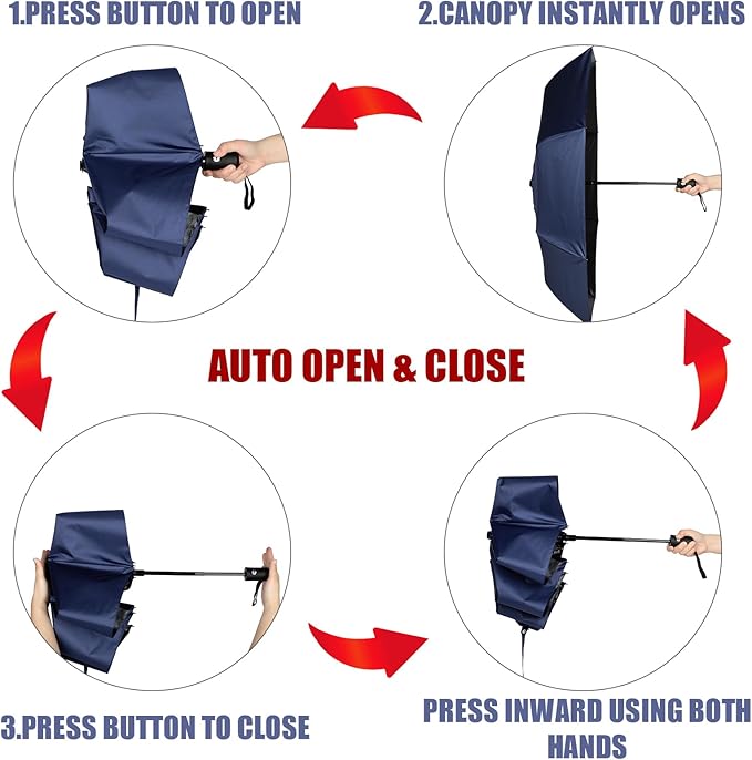 Jexine 6 Pcs Travel Compact Umbrella Automatic Open Close Windproof Small Light Backpack Purse Car Portable Collapsible Umbrella for Rain, Men Women