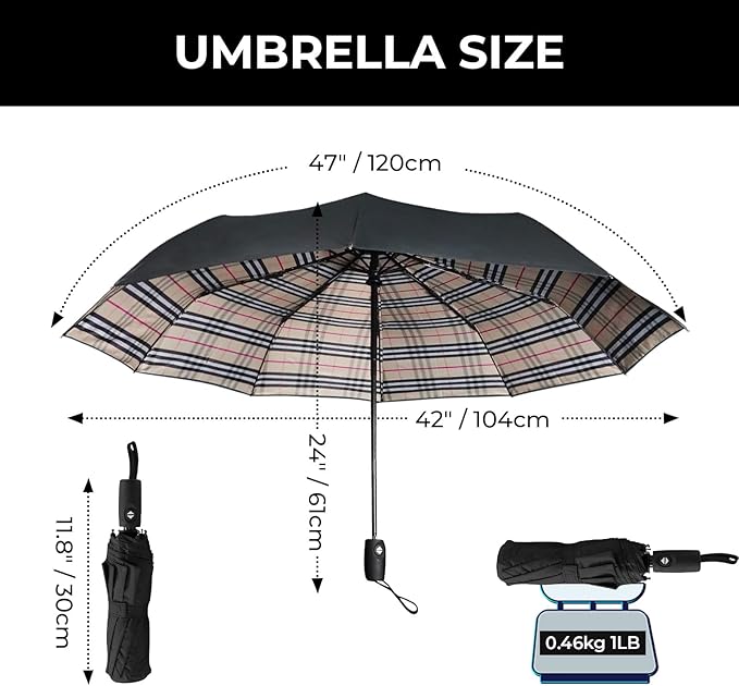 LLanxiry Compact Travel Umbrella, Automatic Open/Close Windproof Umbrella, 10 Fiberglass Ribs, 210T Pongee, UPF 50+ Sun/Rain, Lightweight Portable Umbrellas Travel Size with Carry Sleeve
