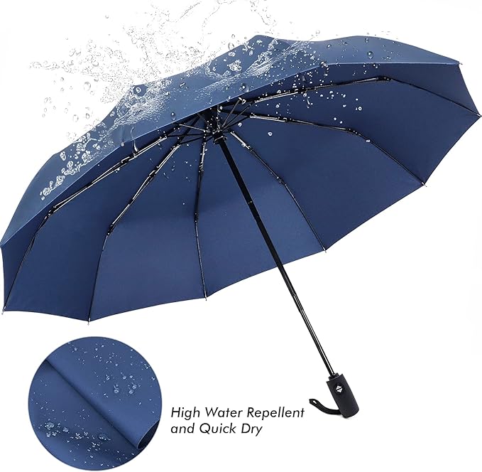 ZOMAKE Travel Umbrella Compact - 10 Ribs Portable Collapsible Umbrellas for Rain Windproof - Paraguas Automatic Small Folding Umbrella Lightweight Packable Umbrella for Women Men