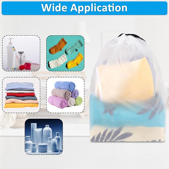 Waterproof Travel Drawstring Shoe Bags for Packing, Storage, Travel Essentials for Men and Women, 15.7 x 11.8 inches, Clear, 5 pieces