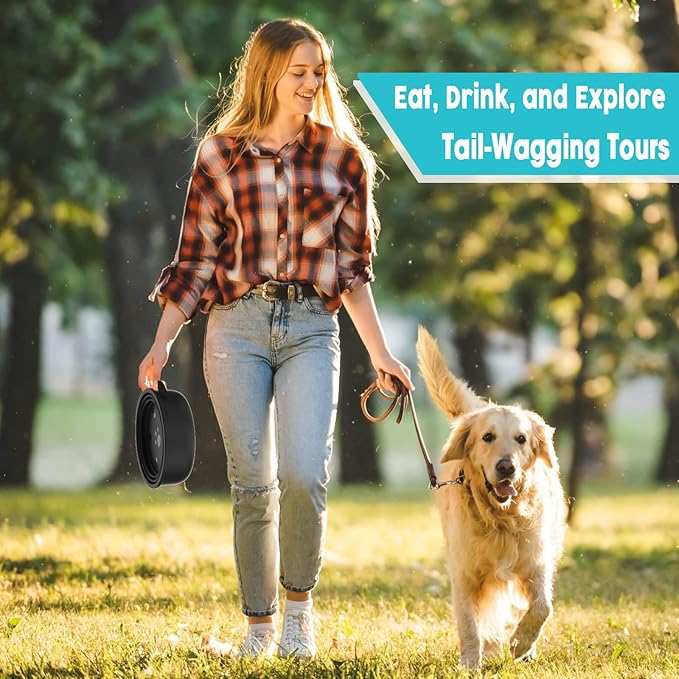 40 Oz Travel Dog Bowls with Lid 2in1 BPA-Free Collapsible Dog Water Bowl, Stainless Steel Dog Food Bowl, Portable Dog Bowls Leakproof - Dog Trip Camping Travel Essentials