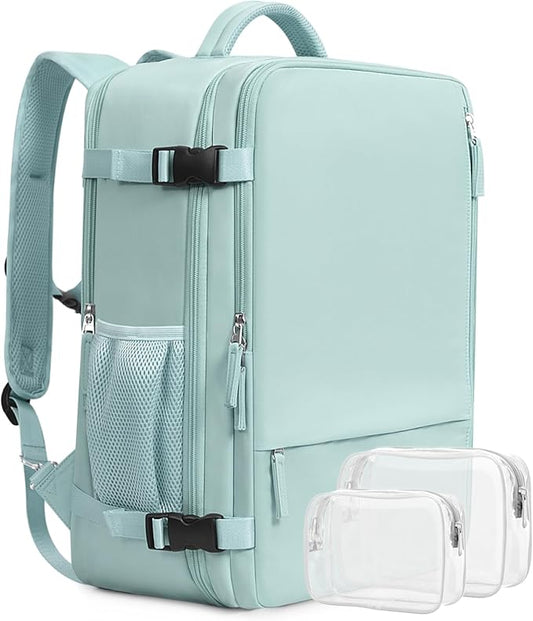 Beraliy Travel Backpack for Women, Airline Approved Bag, 16 inch Laptop Waterproof Hiking Backpack, Casual College Daypack, Weekender Bag, Mint Green