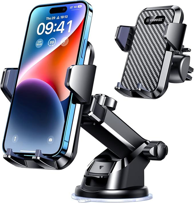 VANMASS【85+LBS Strongest Suction & Military-Grade Ultimate Car Phone Mount【Patent & Safety Certs】 Cell Phone Holder Truck for Dashboard Windshield Vent for iPhone 17 Pro Max 16 15 for Samsung Kits
