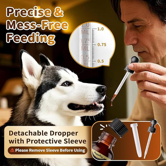 Dog Calming & Melatonin Drops, Day & Night Calm Support Set, Soothe Separation & Stress, Enhance Calmness & Sleep with Valerian Root, Ashwagandha, GABA, Melatonin, Chicken Flavor, 2 FL.Oz