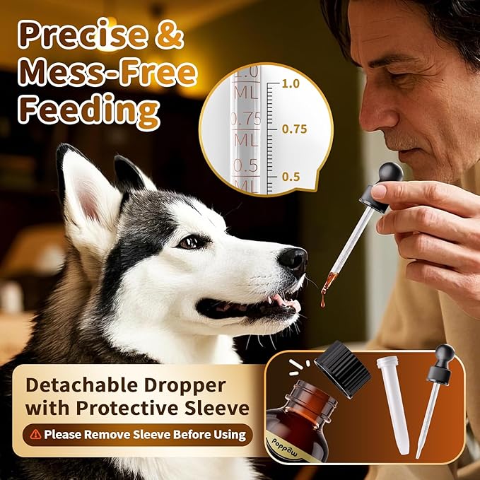 Dog Calming & Melatonin Drops, Day & Night Calm Support Set, Anxiety & Stress Support Calming Treat, Enhance Calmness & Sleep for Separation, Travel, Fireworks & Thunder, Bacon Flavor, 2 FL.Oz
