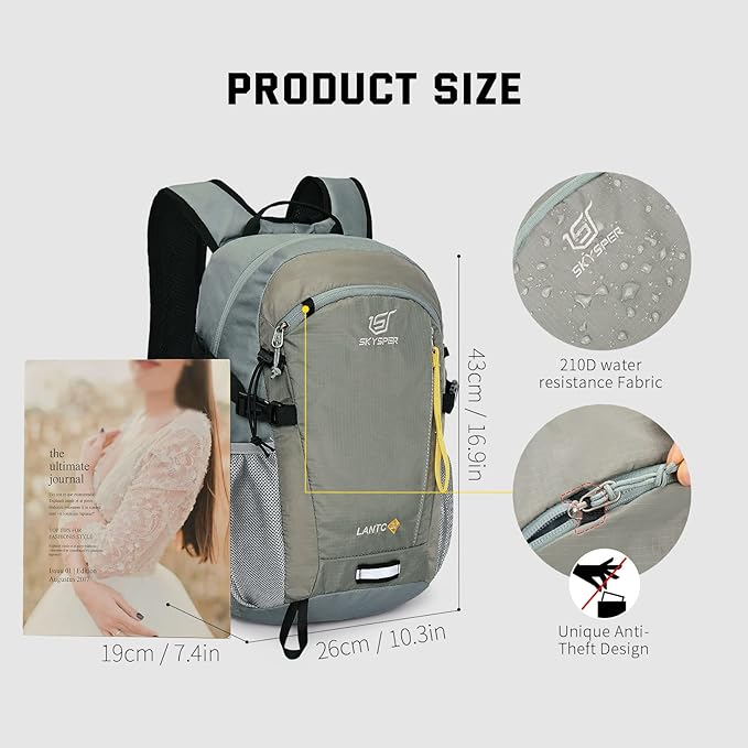 SKYSPER Small Hiking Backpack, 20L Lightweight Travel Backpacks Hiking Daypack for Women Men