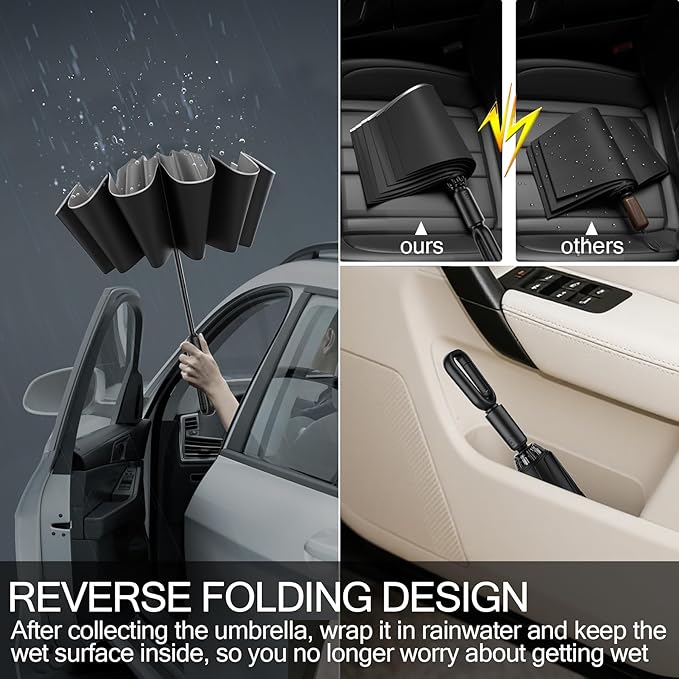 Auto Open Close Umbrella - Ultra Light Compact Travel & Backpack Size for Women and Men, UPF 50+ Eco-Friendly Sun Protection & Windproof Rain Umbrella with UV Defense