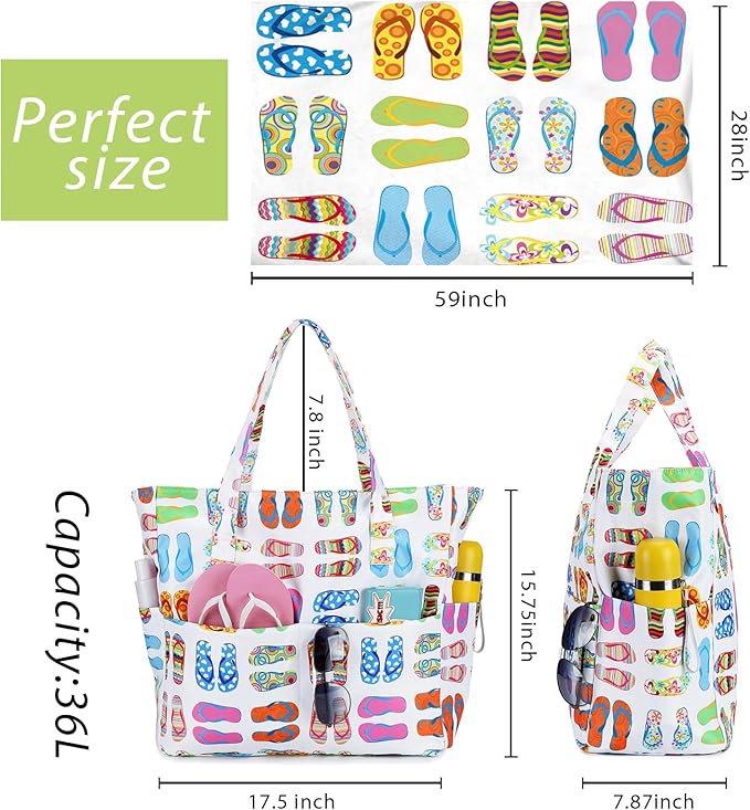 Bluboon Waterproof Beach Tote Pool Bags for Women Ladies Extra Large Carry On Bag With Wet Compartment for Weekender Travel