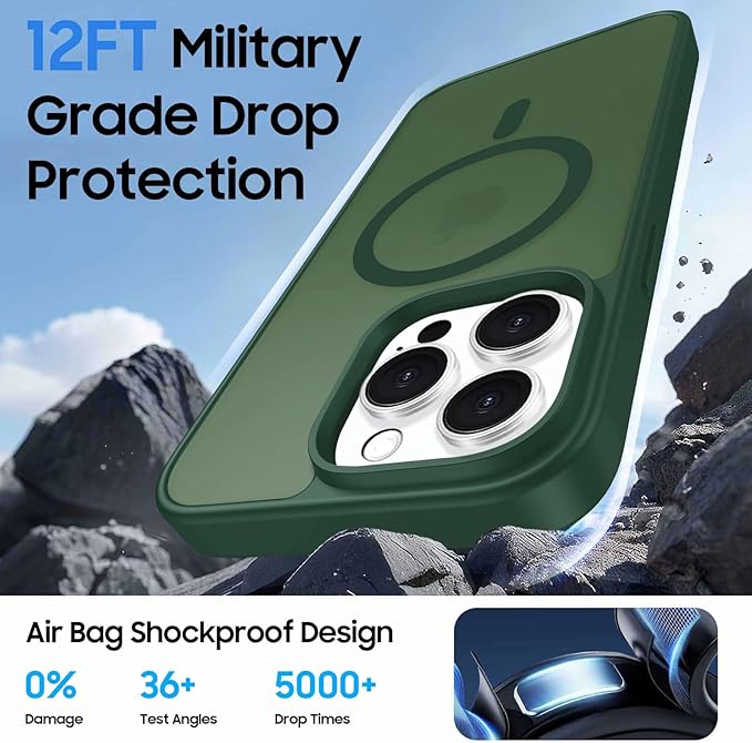 Ntwinro Magnetic for iPhone 13 Pro Max Case (Compatible with MagSafe) with Detachable Wallet & Card Holder for 3 Cards [RFID Blocking] Military Grade Protective Slim Phone Cover, Green