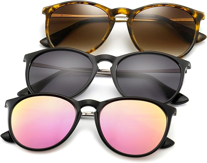SUNGAIT Premium Vintage Round Sunglasses for Women Men Classic Retro Trendy Style