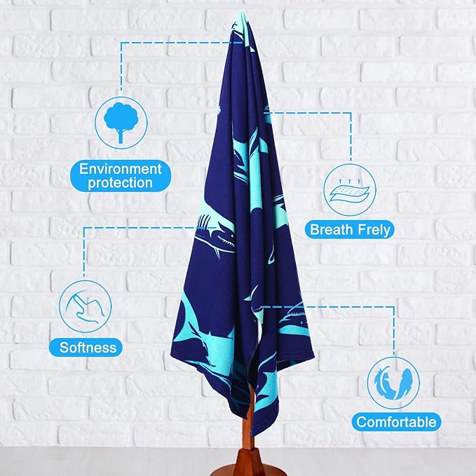 2 Packs Oversized Beach Towel Set Extra Large Big XL Pool Camping Swim Clearance Towels 36x72 Soft Blanket Cruise Essentials Accessories Must Haves Vacation Necessities Adult Shark Turtle Blue