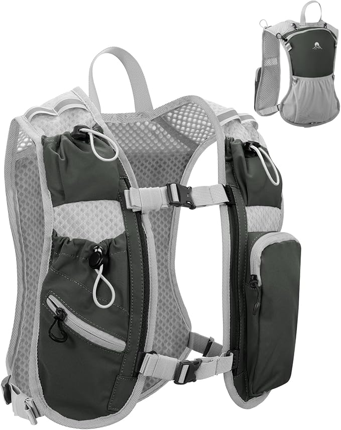 Running Vest for Women and Men, Hydration Running Backpack, Runners Vest, Hydration Vest, with Front Phone Holder, Adjustable Chest and Waist Strap
