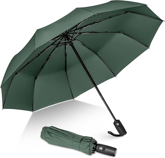 ZOMAKE Travel Umbrella Compact - 10 Ribs Portable Collapsible Umbrellas for Rain Windproof - Paraguas Automatic Small Folding Umbrella Lightweight Packable Umbrella for Women Men