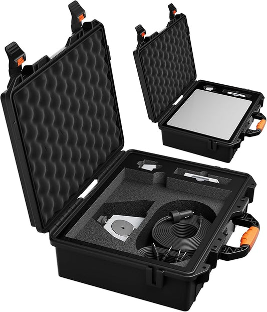 Starlink Mini Case, Waterproof Hard Travel Star Link Case for Mini Starlink with Molded Foam for Accessories, Lockable Storage Bag Black